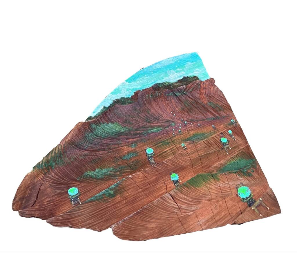 Título: Imigrante Ano: 2025 Técnica: acrílico sobre madeira. Dimensão: 25x28cm Valor: 3.500