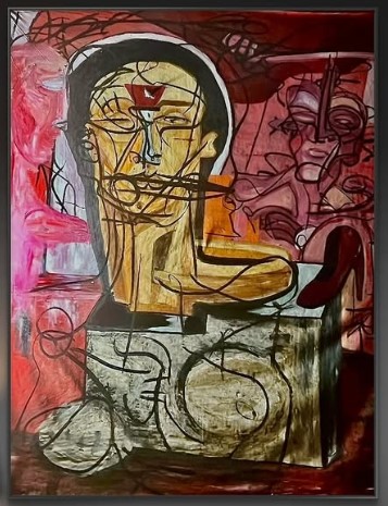 Artista: Caio Soh / Título: Platônica /  Tinta acrílica, carvão e prego /  Dimensões: 1.40x 1.65cm / R$ 20.000