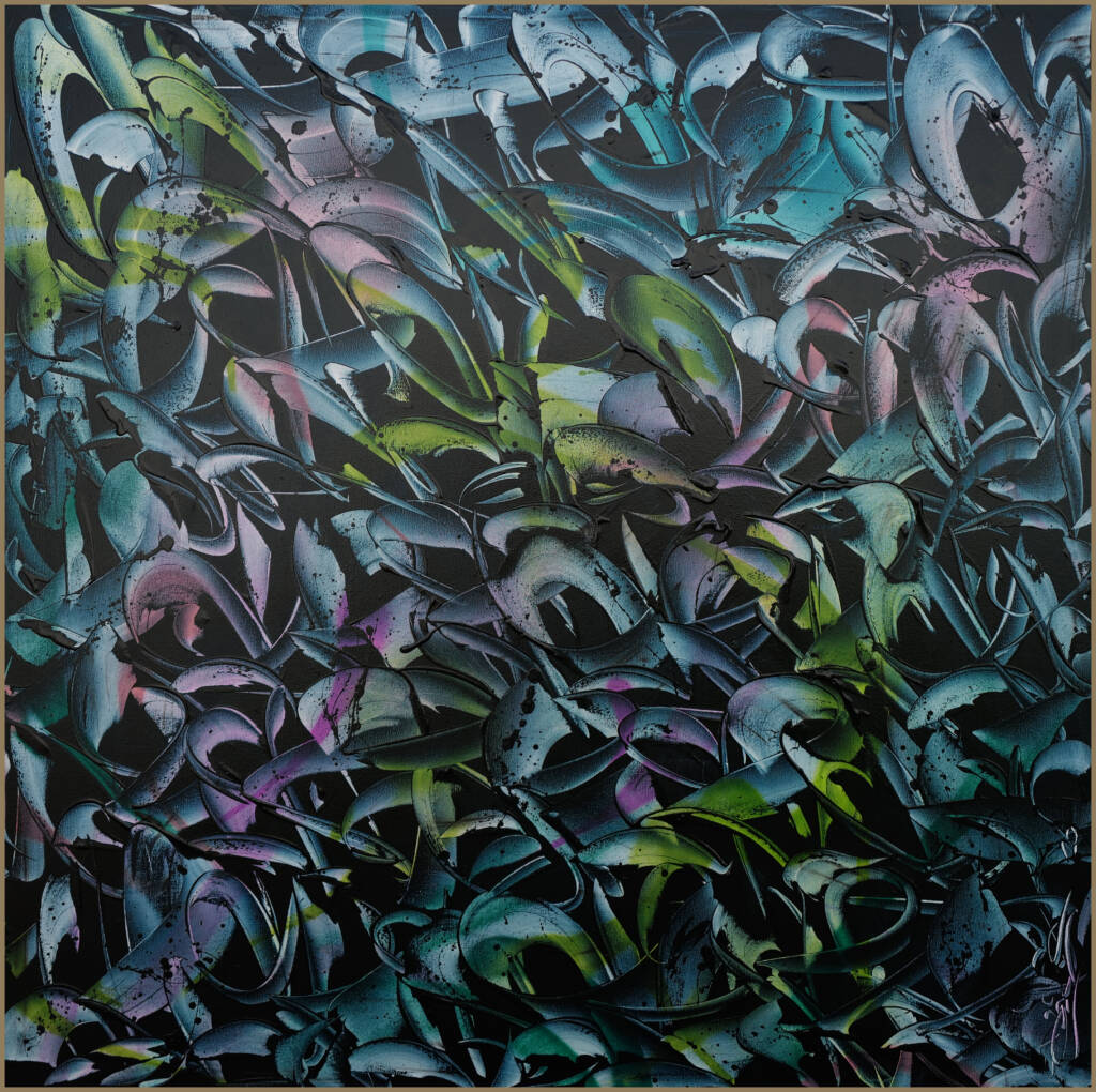 TITULO: AMAZONI ANO: 2026 DIMENSAO: 120 x 120 cm TECNICA: ACRILICA E OLEO  SOBRE TELA R$ 35.000