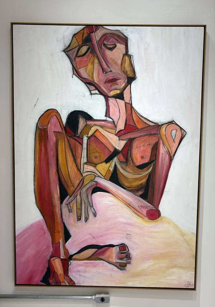 obra : Masturbarcao da Paz. Tamanho : 1.70 x1.22 Pintura tinta acrílica , carvão , giz sobre tecido. BRL: 20.000