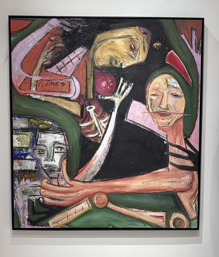 obra : O CORVO Tamanho 1.33x1.20 Técnica: pintura tinta acrílica, carvão sobre Canvas. BRL 12.000