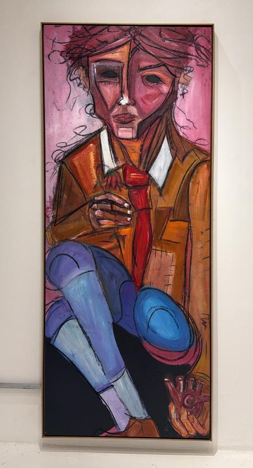 obra : Teu Tamanho: 2.00x 0.83 Pintura acrílica carvão e Giz sobre Canvas. BRL18.000