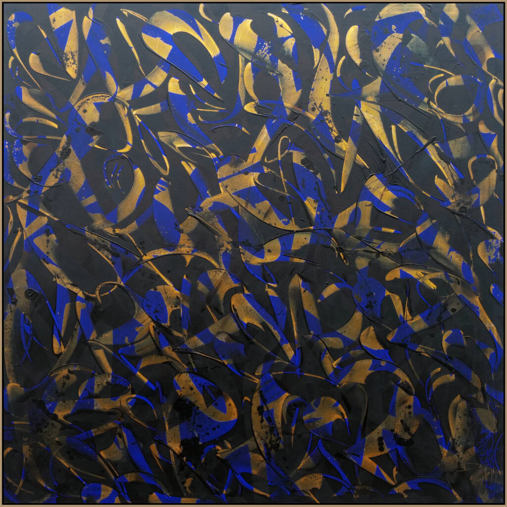 TITULO: GOLDBLUE ANO: 2026 DIMENSAO: 120 x 120 cm TECNICA: FOLHA DE OURO  E OLEO SOBRE TELA R$ 35.000