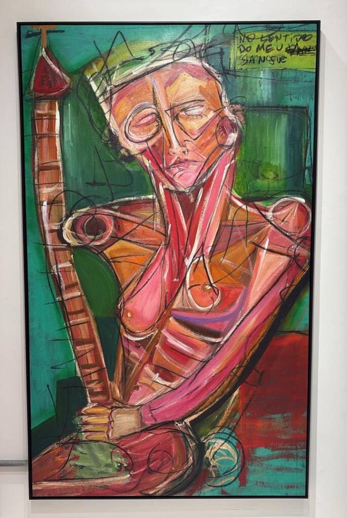 obra: Altar do desejo. Tamanho 1.90x 1.16 Técnica : pintura tinta acrílica, carvão sobre lona . BRL 20.000